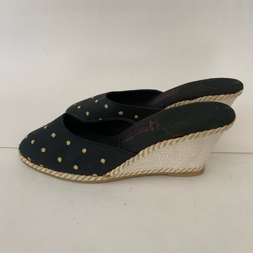 Jacques Cohen black espadrille wedge size 5